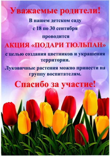 Акция ПОДАРИ ТЮЛЬПАН Акция ПОДАРИ ТЮЛЬПАН.